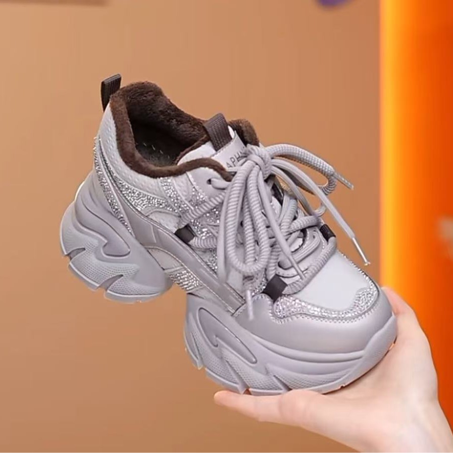 达芙妮2025秋冬新款百搭毛茸茸加绒老爹鞋增高时尚休闲鞋女鞋LL主图