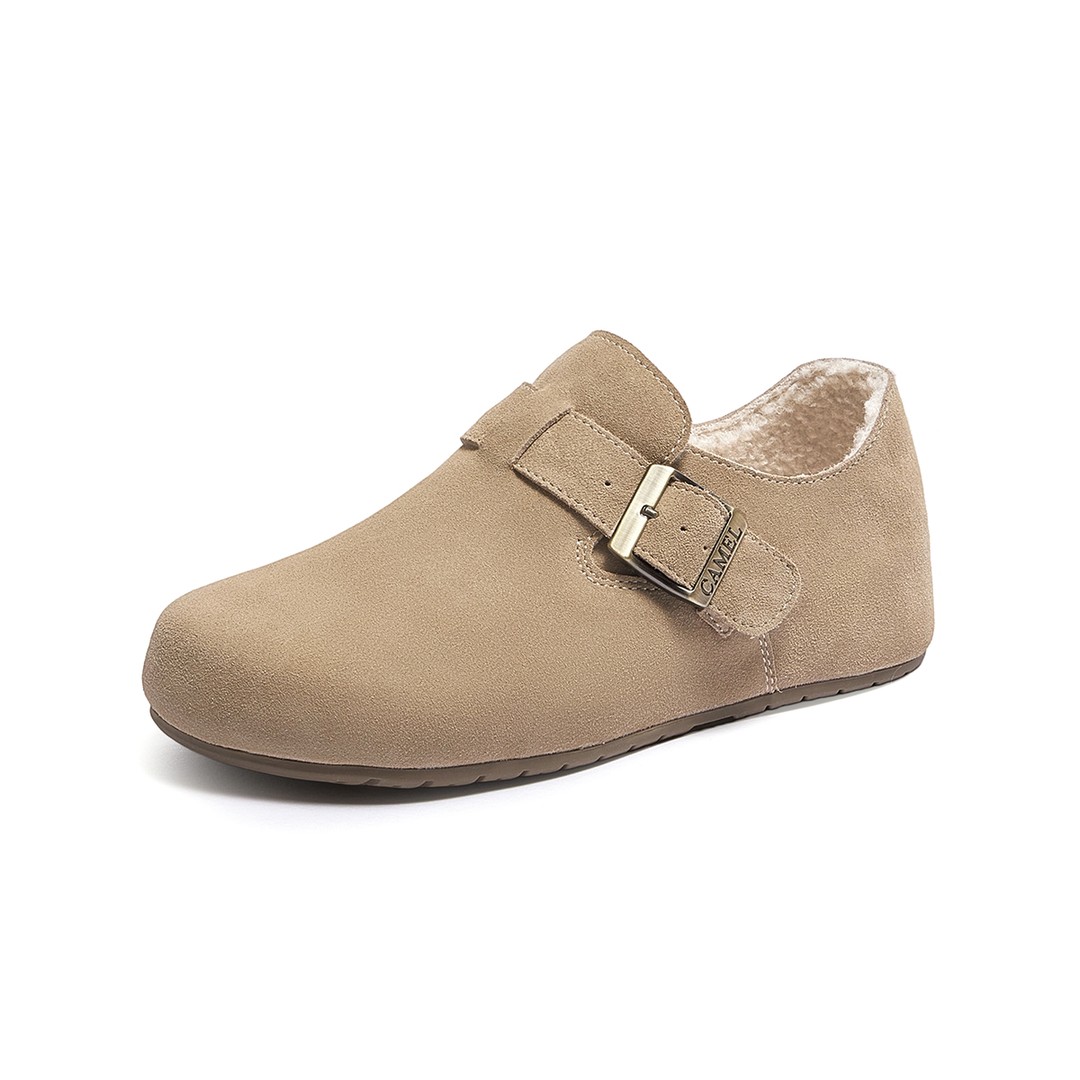 骆驼女鞋冬季加绒新款厚底勃肯鞋休闲鞋女款【XC】主图