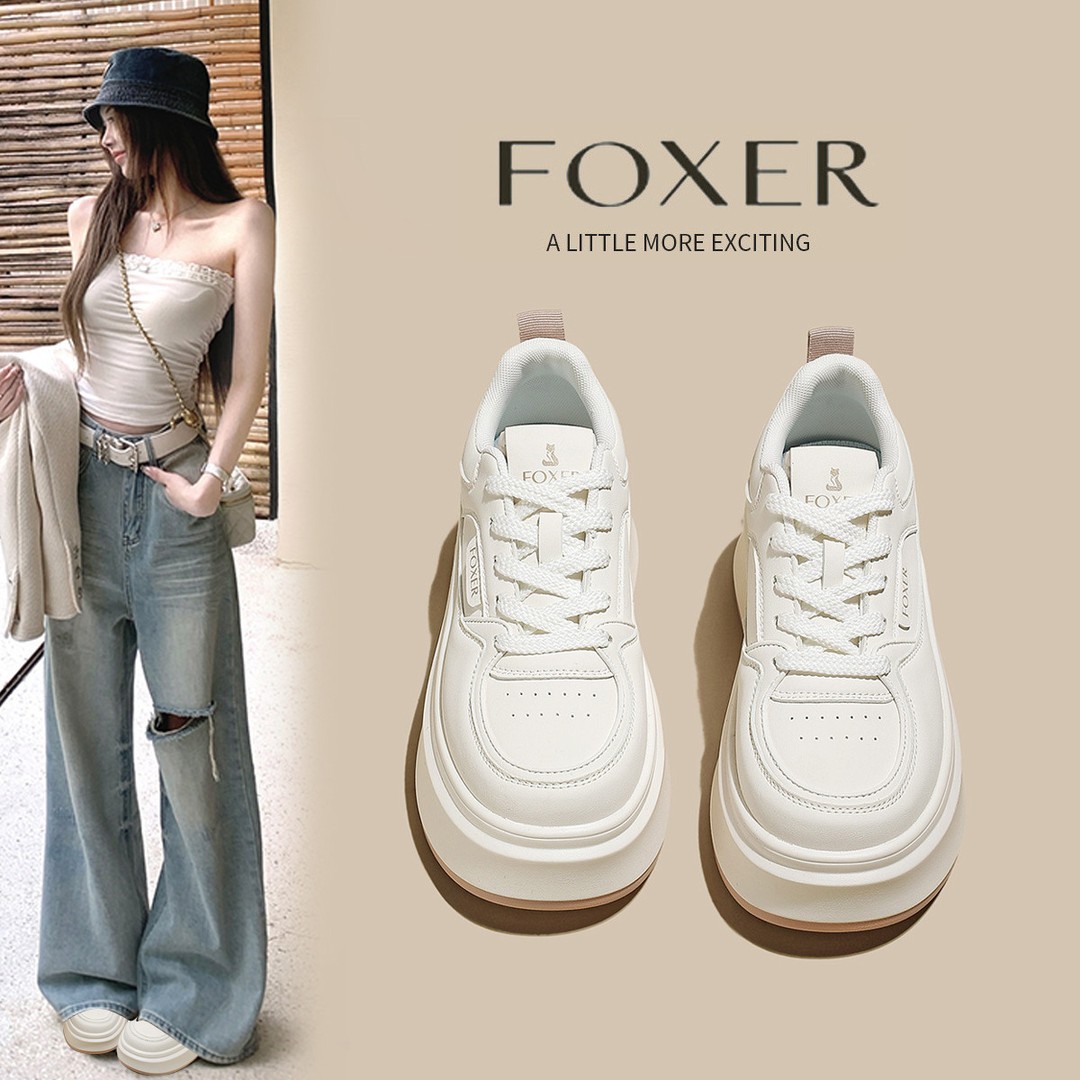 【FOXER】新款厚底中年系带增高学生休闲板鞋韩版小白鞋单鞋秋季主图