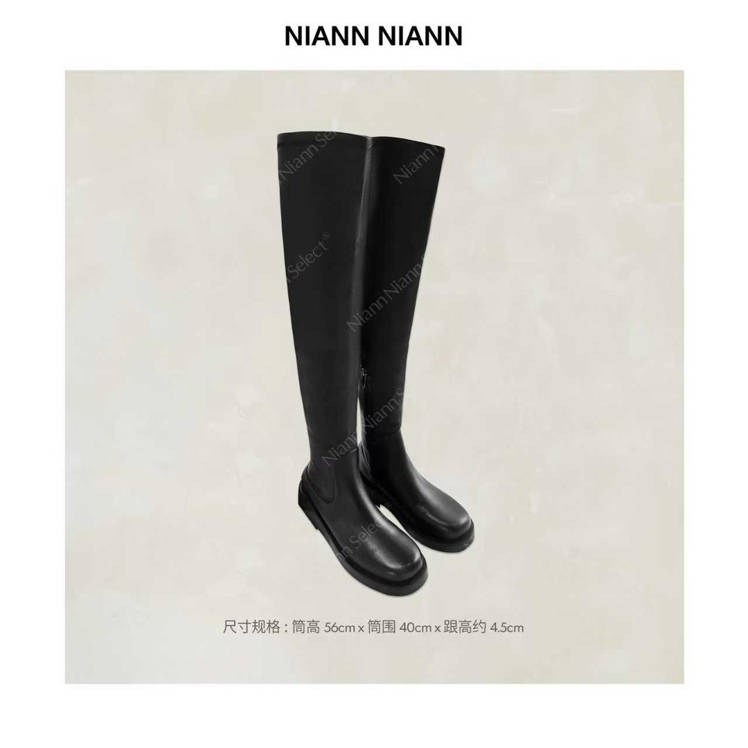  NiannNiann 新品进口外澳洲内新西兰混种羊皮弹力过膝长靴16485主图