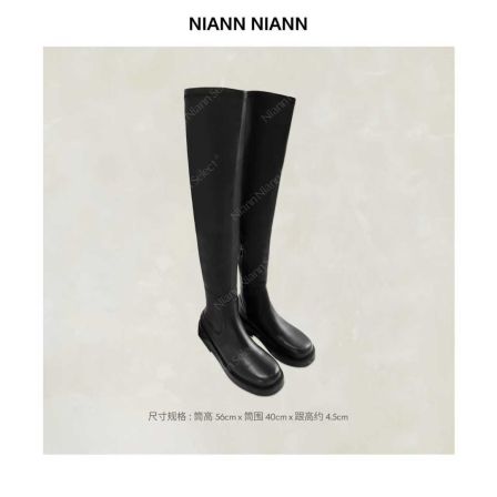  NiannNiann 新品进口外澳洲内新西兰混种羊皮弹力过膝长靴16485
