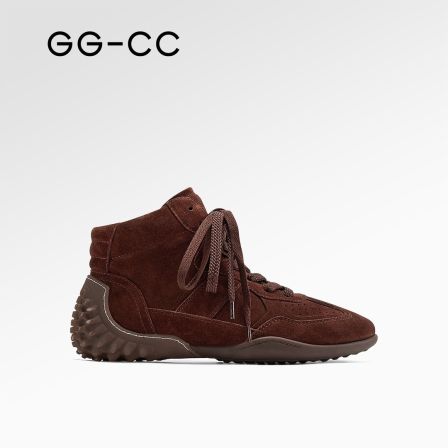 GG-CC【跟高4CM】秋季新款复古高帮德训鞋女百搭休闲鞋短靴3400