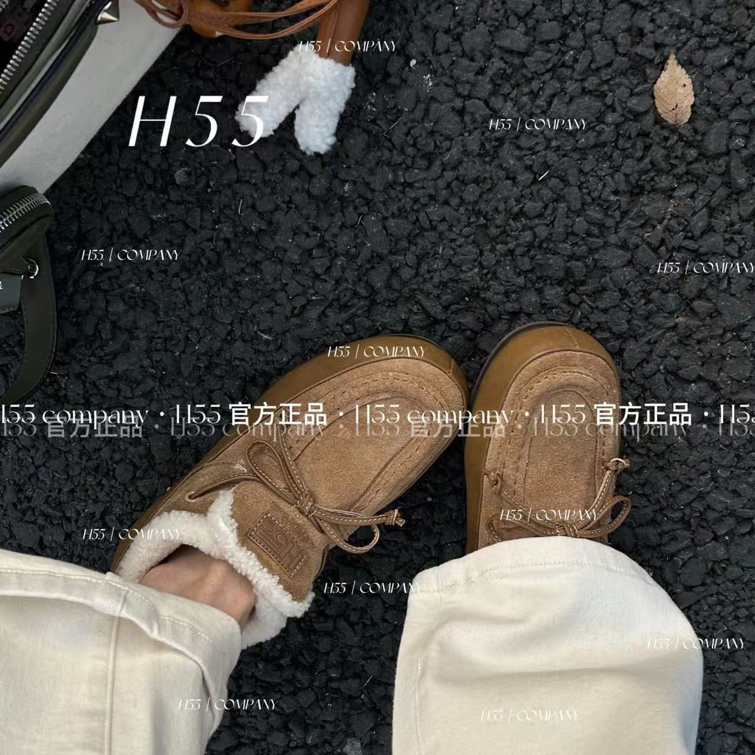 H55女鞋鹿野加绒加棉新款博肯鞋穆勒鞋豆豆鞋低帮保暖63-3080【N】主图