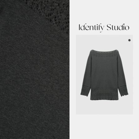 IDENTIFY冬季时尚休闲一字领镂空钩花拼接设计打底衫25AWG112902