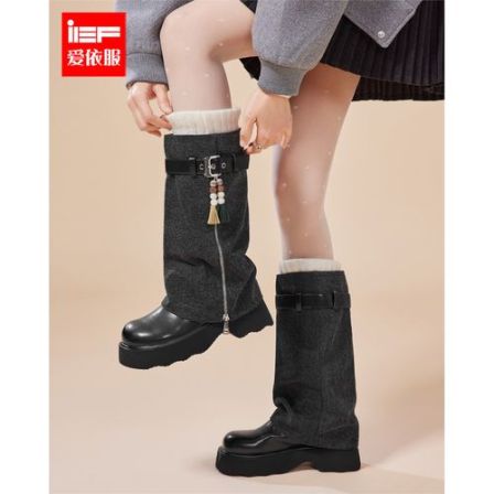 IEF/爱依服2025秋冬新款美式个性裤管鞋气质设计感圆头厚底长靴