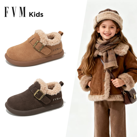 女童鞋子儿童二棉鞋2025新款冬季女宝雪地靴加厚勃肯加绒毛毛冬鞋