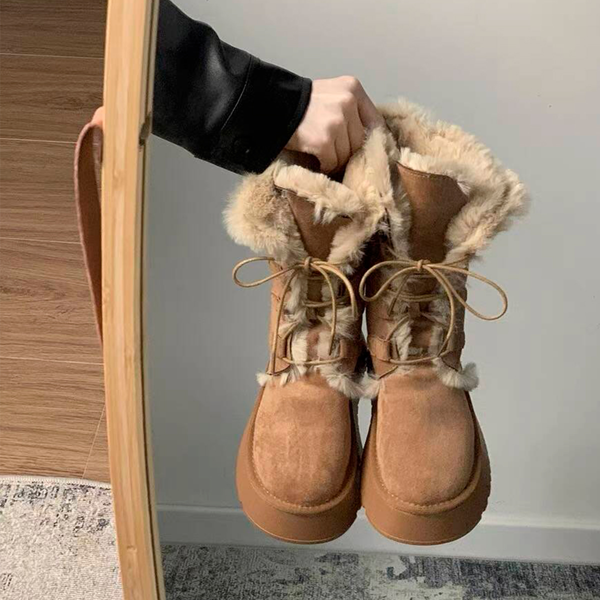 厚底雪地靴女款2025冬季新款东北两穿皮毛一体加绒保暖防滑棉鞋潮主图
