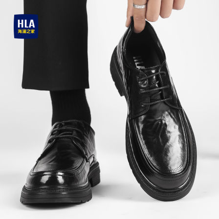 海澜之家男鞋商务正装2025冬季新款增高耐磨西装百搭男士休闲皮鞋
