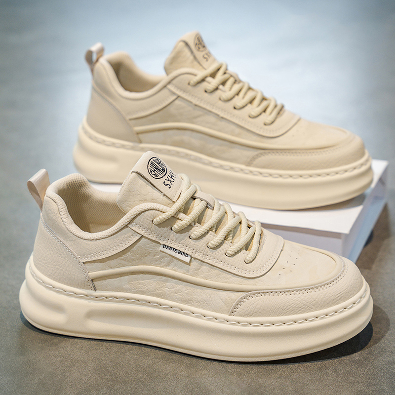 男鞋2025新款冬季潮牌百搭休闲小白板鞋男士皮面厚底增高运动潮鞋主图