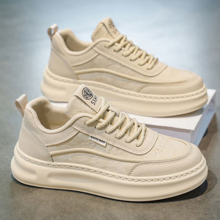 男鞋2025新款冬季潮牌百搭休闲小白板鞋男士皮面厚底增高运动潮鞋