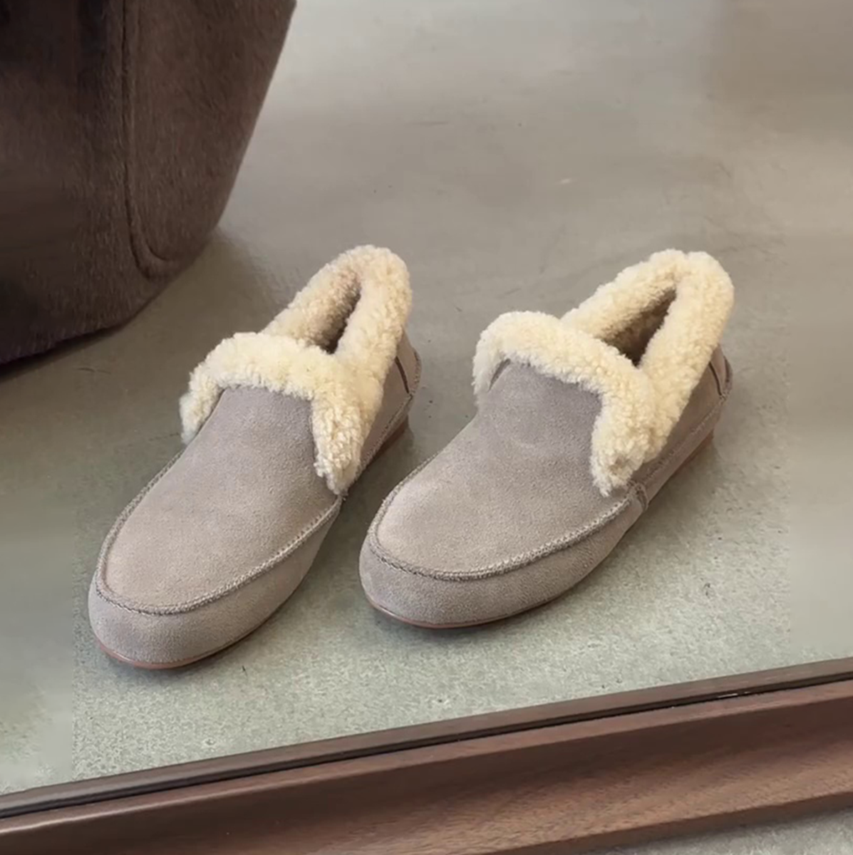 羊皮版~秋冬加绒保暖雪地靴女时尚新款休闲软底一脚蹬毛毛鞋复古主图