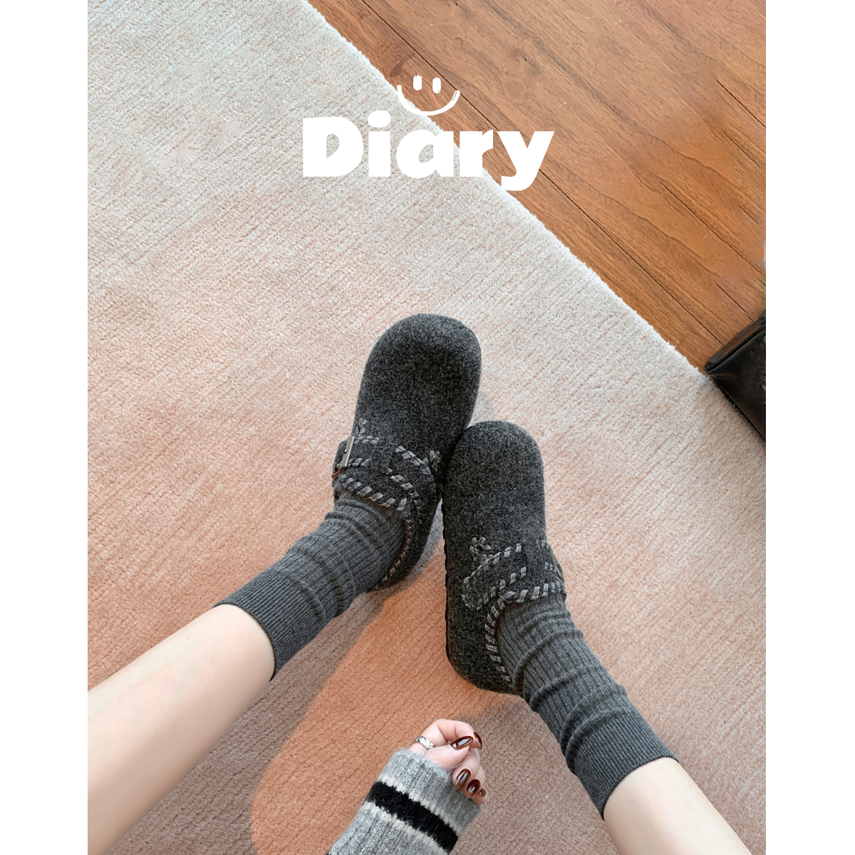 全包加绒勃肯鞋女2025秋冬季新款厚底灰色毛毛鞋棉鞋内增高雪地靴主图