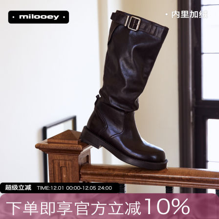 迷失麋鹿【加莎庄园骑士靴】英伦风百搭骑士靴秋冬显瘦中筒靴女