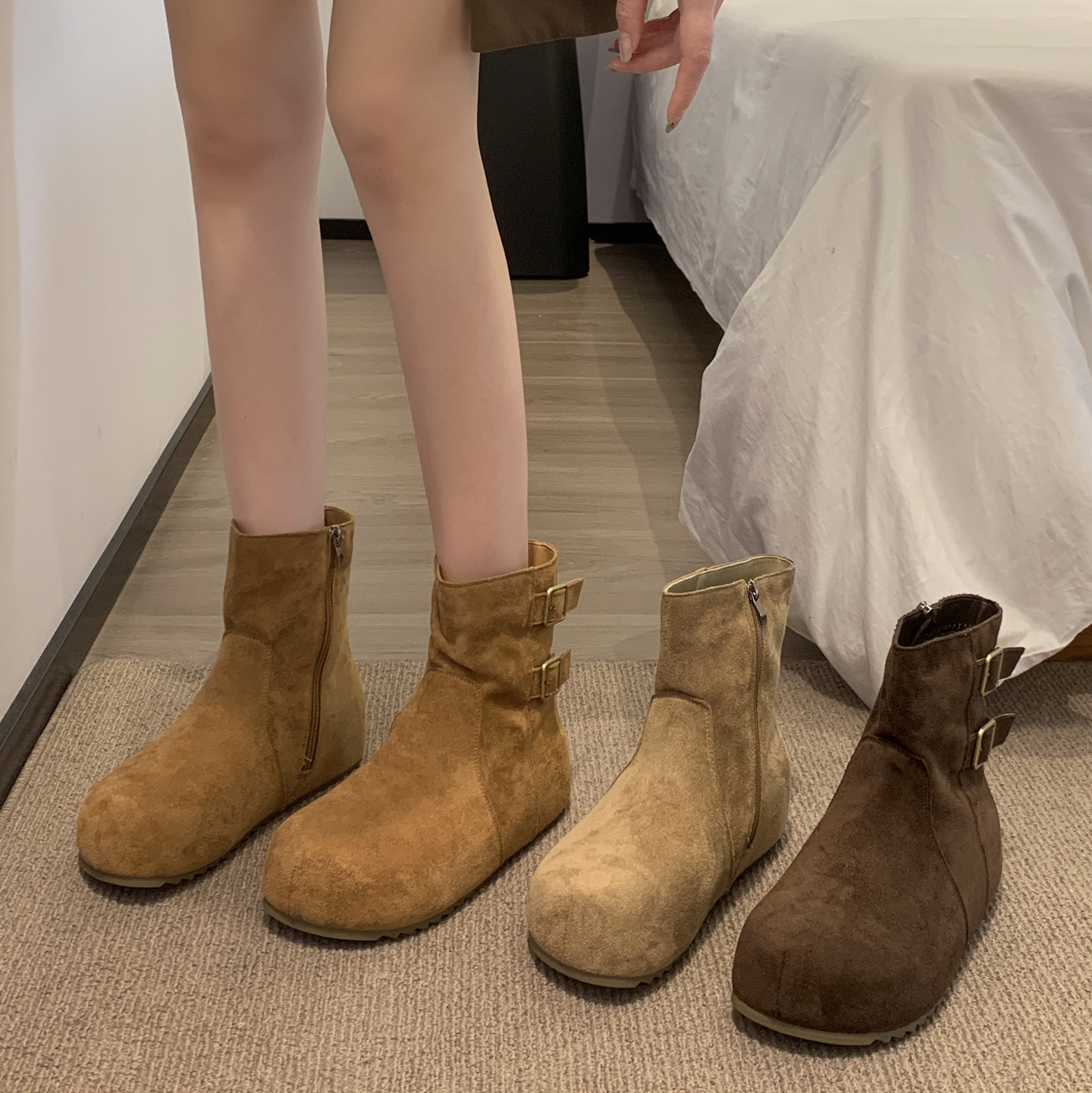 贾不假雪地靴女2025新款冬季内增高保暖棉鞋加厚短筒靴加绒勃肯靴主图