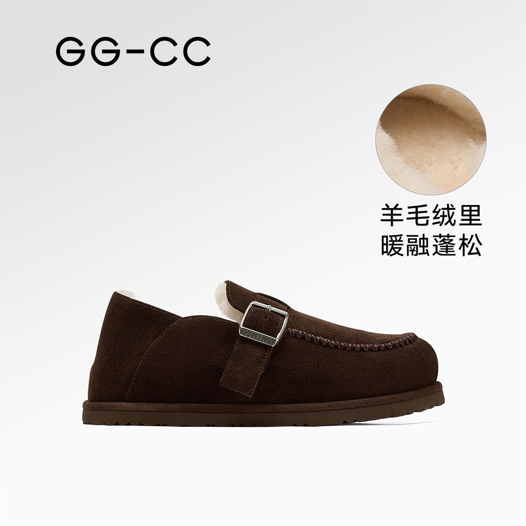 GG-CC【跟高4.5cm】冬季复古加绒勃肯毛毛鞋女厚底休闲袋鼠鞋9145主图