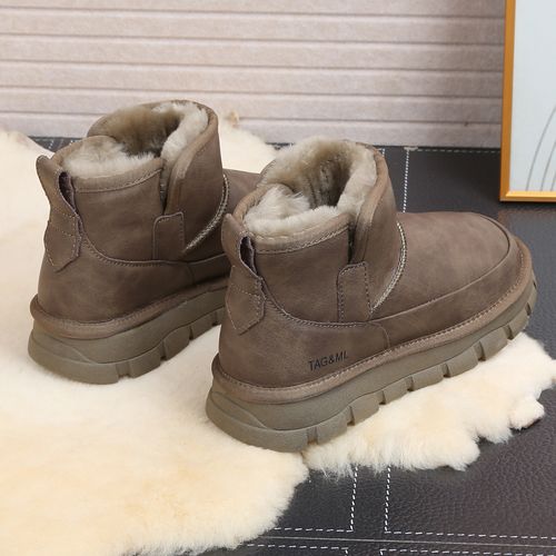 糖果8698防水皮面雪地靴男款皮毛一体冬季纯羊毛防滑棉鞋保暖棉靴主图