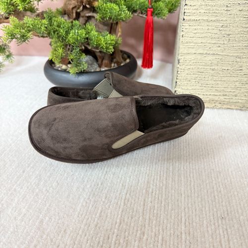 冬款麂皮绒翻毛布仆绣艺老北京布鞋手工加厚底男女同款冬款复休闲主图