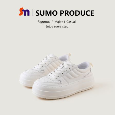 素陌秋季新款厚底小白鞋女透气流光风松糕休闲鞋百搭真皮5A001