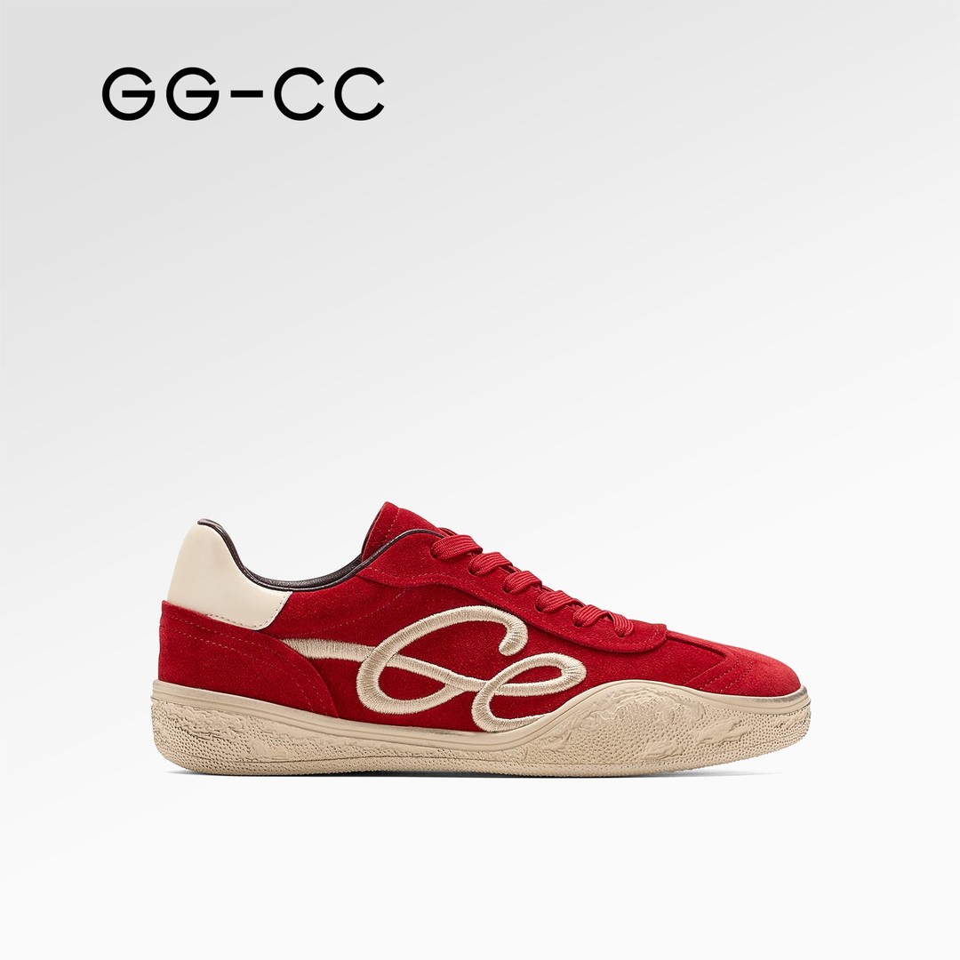 GG-CC【跟高3cm】城市节拍冬季新款美式复古赛车德训鞋红色女鞋6876主图