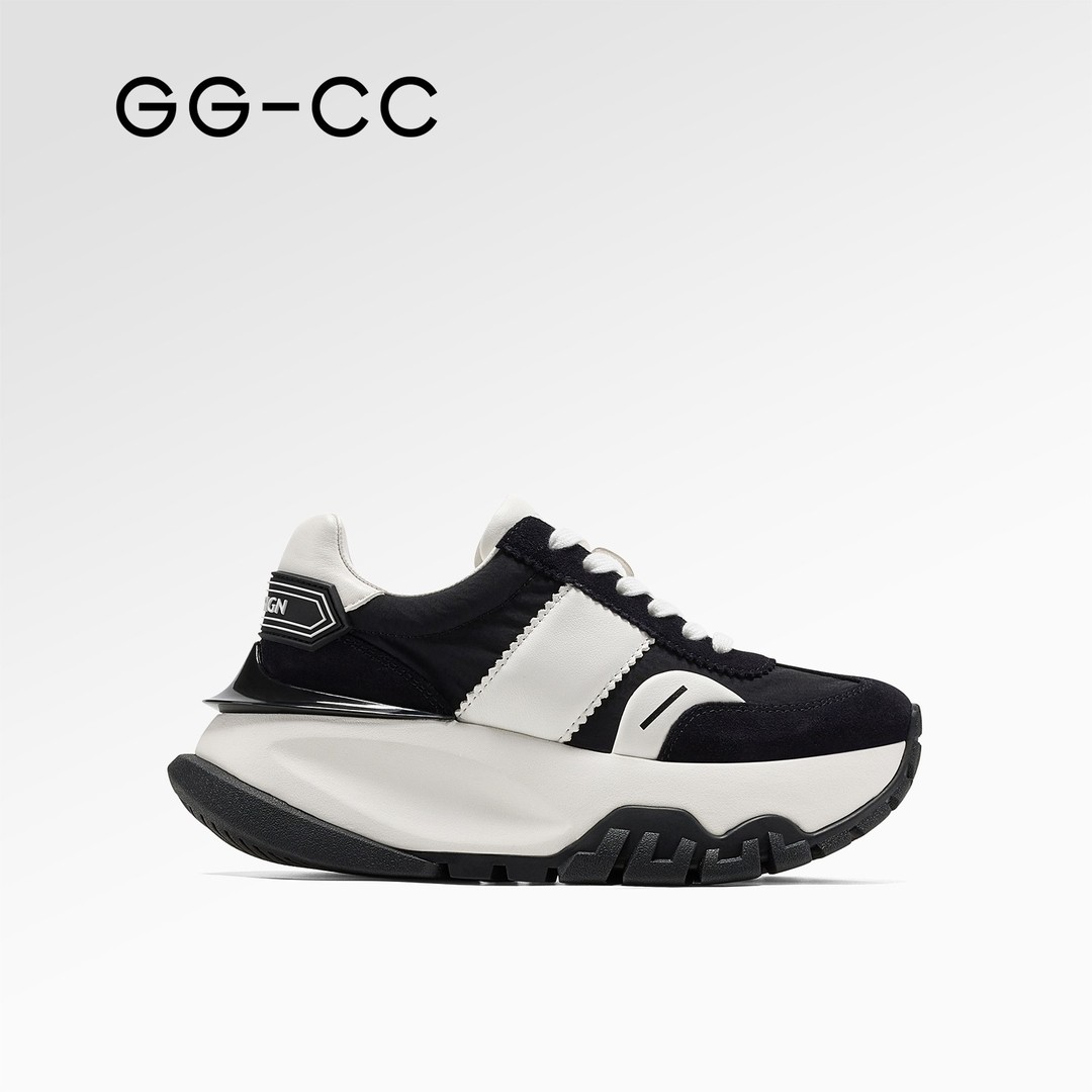 GG-CC【跟高7cm】潮流厚底增高阿甘鞋女熊猫鞋板鞋3298主图