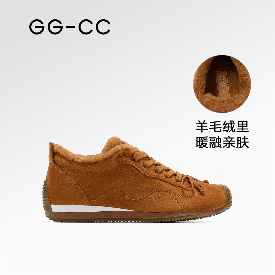GG-CC【跟高2.5cm】冬季复古加绒萌趣德训鞋女舒适休闲鞋棉鞋6962主图