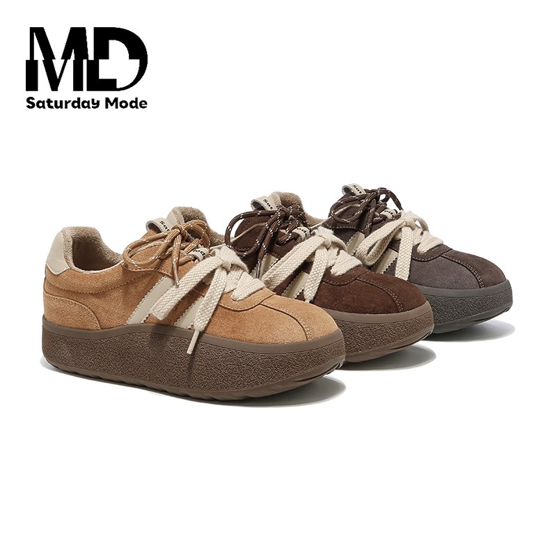 SATURDAYMODE 2025冬季新款加绒厚底时尚休闲德训鞋女S0T主图