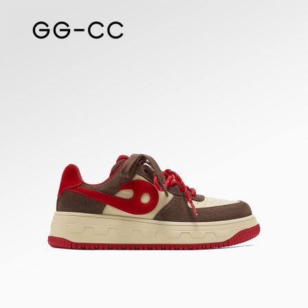 GG-CC【跟高5cm】秋季新款潮流撞色厚底板鞋女运动休闲鞋子3276
