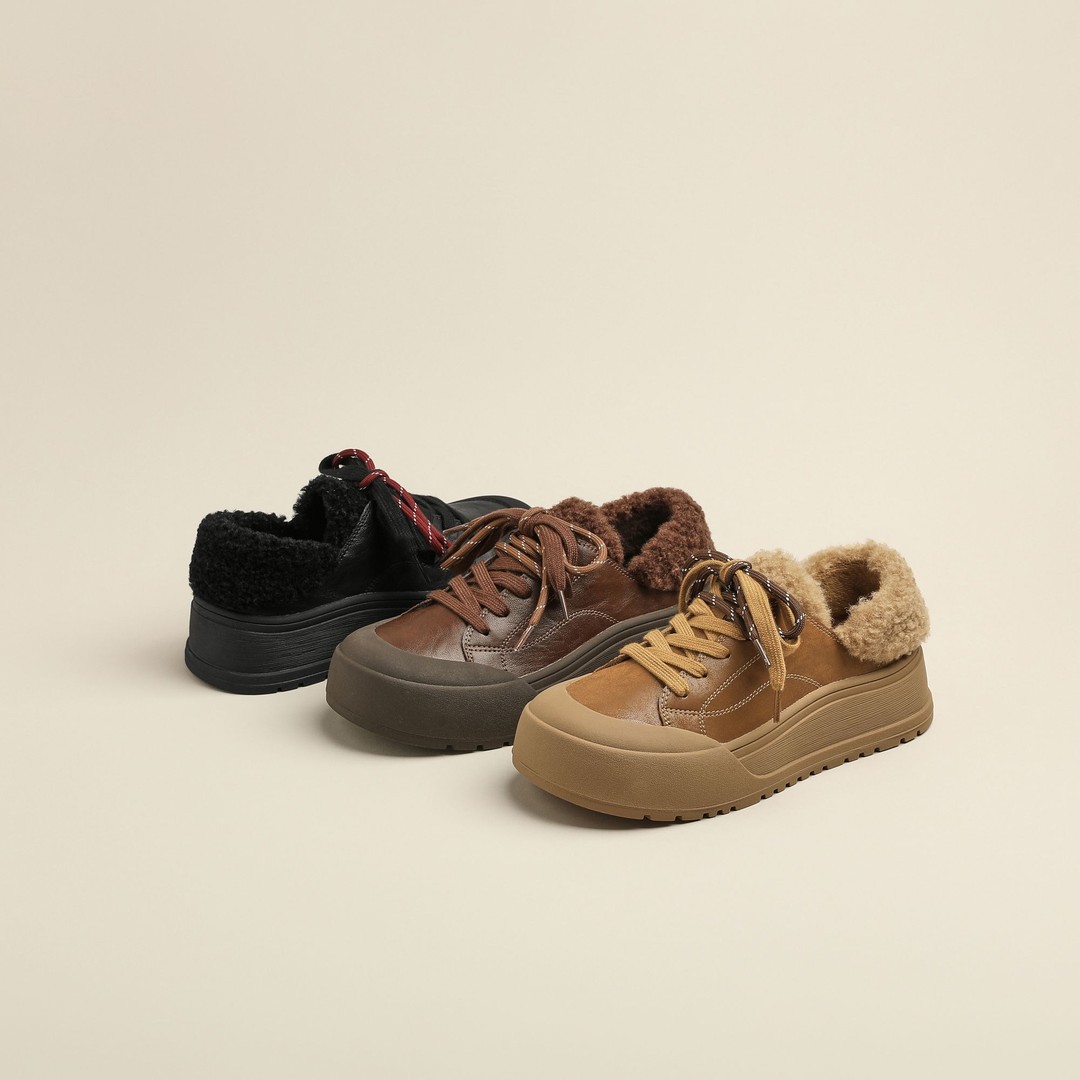 秋冬新款时尚休闲潮流女鞋平底鞋低帮加绒保暖棉鞋0831-9//HMT主图