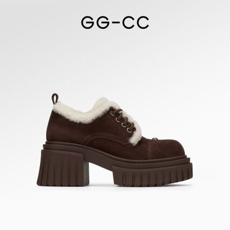 GG-CC【跟高8cm】厚底加绒乐福鞋2024冬季新款保暖棉鞋女4829