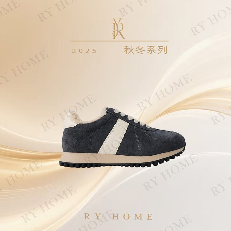 【容雨RYHOME】羊毛加绒保暖平底休闲德训鞋253X1386主图