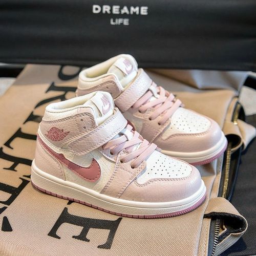 奥莱AJ女童板鞋高帮粉色儿童鞋子小童年新秋冬二棉男童运动鞋加绒主图