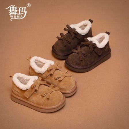 舞玛女童鞋子儿童雪地靴2025新款冬季棉鞋加绒保暖毛毛短靴547774