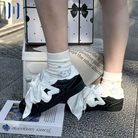 顽刻ollieskate黑色皮质蝴蝶结丝带生胶W系列国潮男女德训滑板鞋