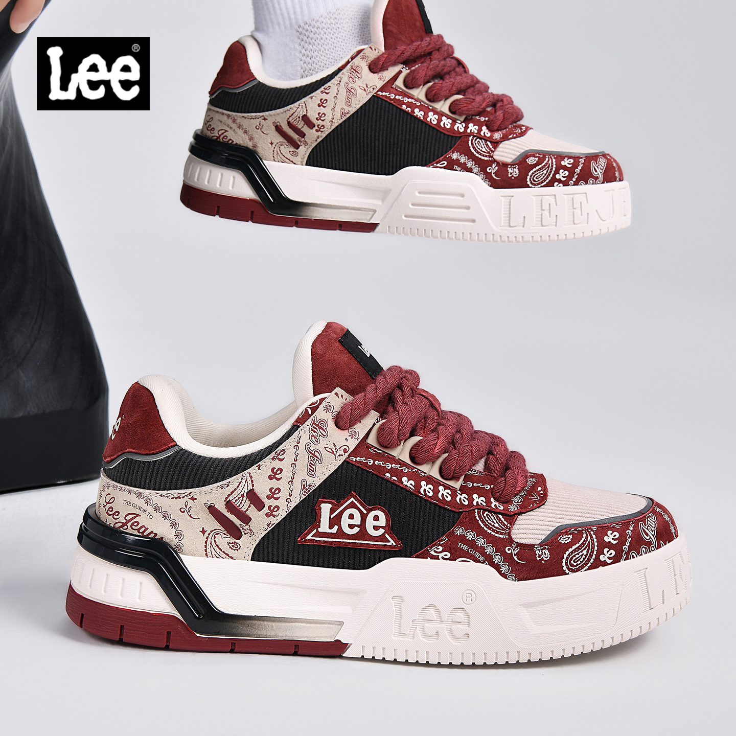 Lee男鞋2025新款冬季男士休闲板鞋潮流印花厚底增高百搭运动鞋子主图