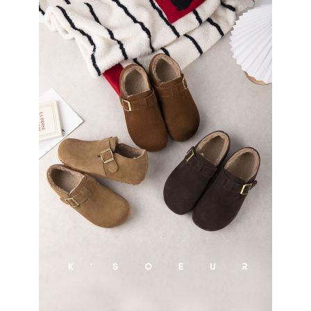 K姐 软乎乎贝果勃肯毛毛鞋 治愈百搭魔术贴内增高鞋子