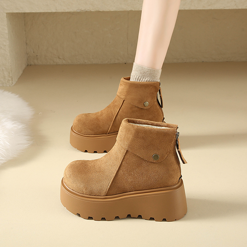 厚底勃肯鞋女款2025新款冬季加绒加厚保暖乐福鞋小个子增高棉鞋女主图