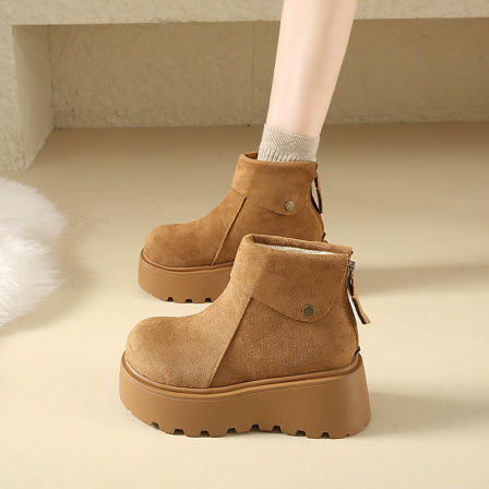 厚底勃肯鞋女款2025新款冬季加绒加厚保暖乐福鞋小个子增高棉鞋女