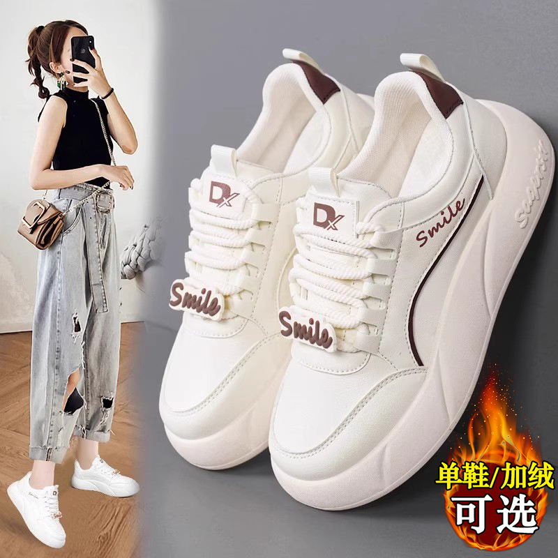 运动鞋女款冬季加绒保暖棉鞋2025新款学生大码休闲小白鞋女士板鞋主图