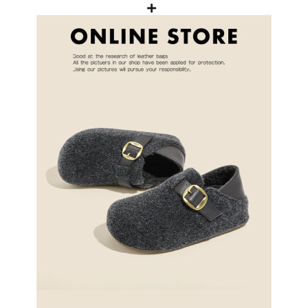 5cm内增高灰色勃肯鞋女加绒2025新款冬季棉鞋毛毛鞋两穿全包单鞋