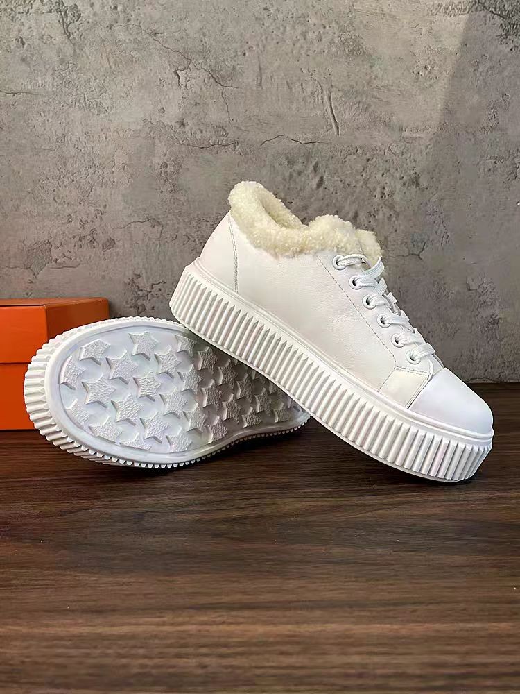 厚底板鞋增高胶粘平跟时尚休闲鞋休闲鞋加绒女士白色2115主图