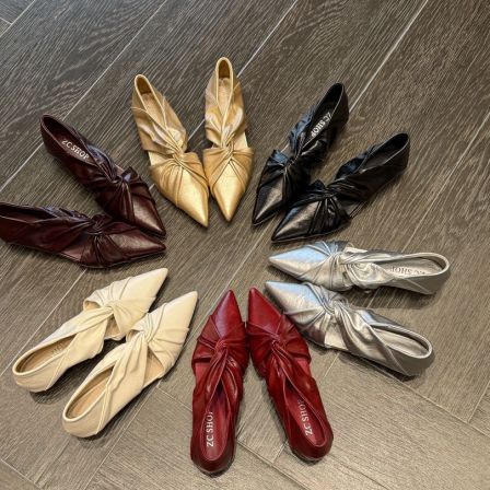 大气元（鞋子）尖头扭结镂空单鞋