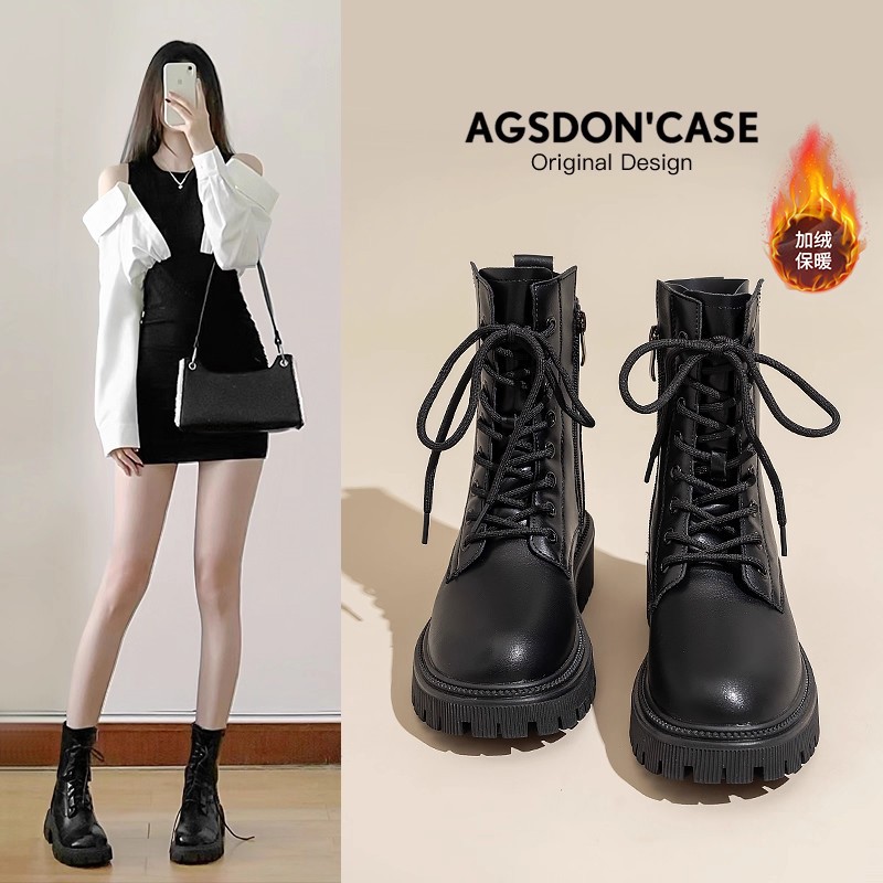 【奥古狮登】马丁靴女英伦风5CM厚底624017+N624017+624055AA主图