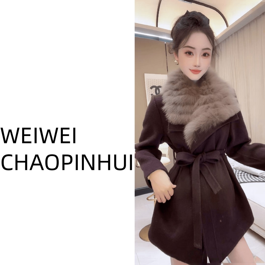 【薇薇高端欧货】冬季时尚云雾石斛气质休闲系带大衣外套- 61170913主图