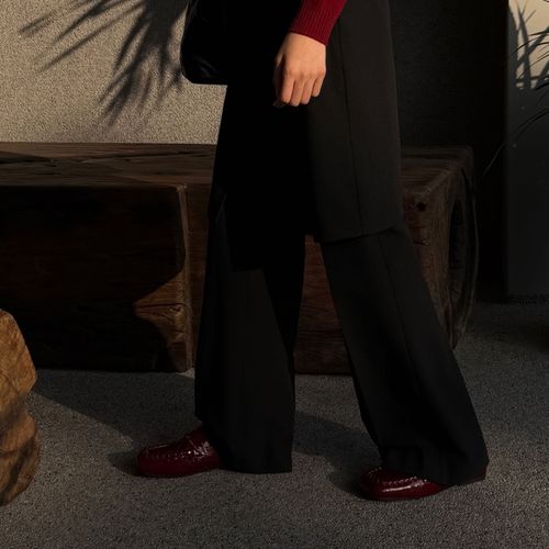 小发喵「鳄鱼肌理压纹方头乐福｜手工缉边奢韵老钱式松弛摩登风」主图