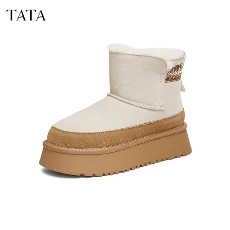 TATA/他她2024冬商场同款时尚休闲雪地靴女新款WDX39DD4