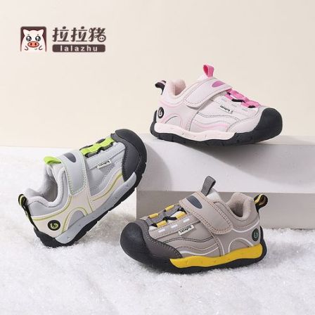 拉拉猪宝宝秋冬季加绒儿童防滑防寒保暖学步机能鞋1-6岁DJ803软底