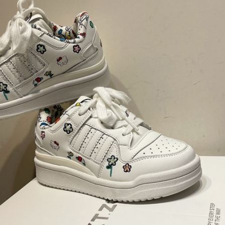 【小花KT】左左家冬季新款儿童加绒保暖真皮板鞋女童百搭休闲小白鞋