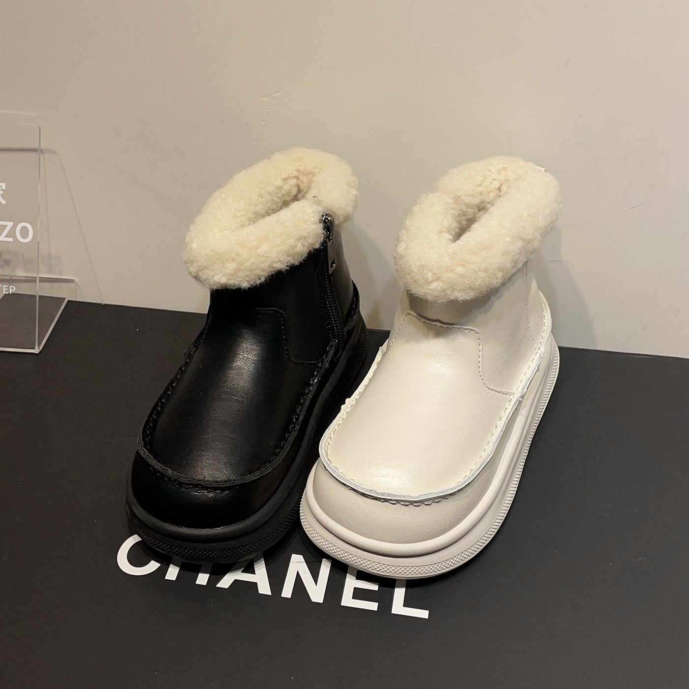 左左家儿童冬季加绒加厚雪地靴2025新款男女童侧拉链防滑时髦棉靴主图