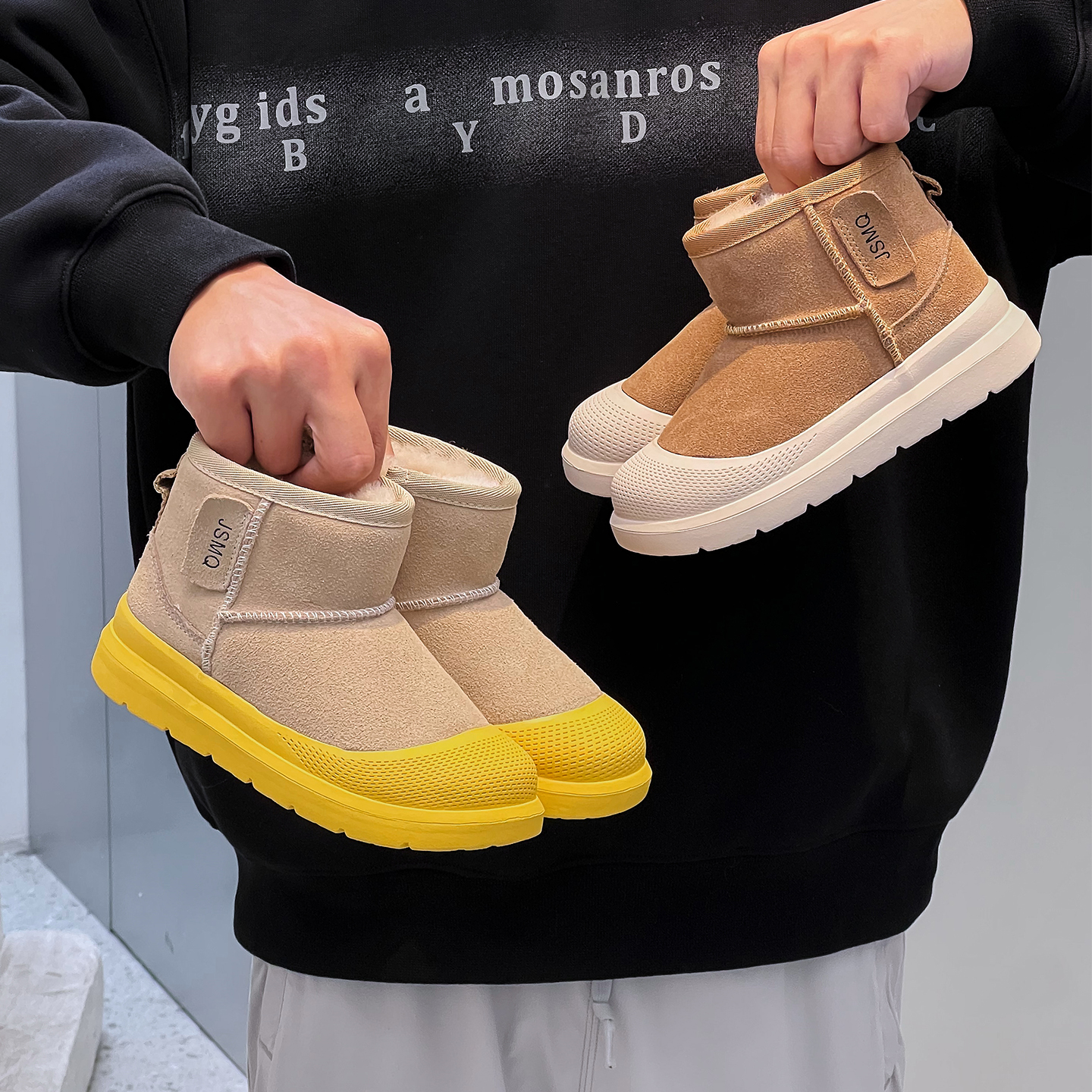 真皮儿童雪地靴冬季新款韩版男童靴子加绒加厚羊毛女童棉鞋保暖鞋主图