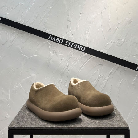 小土豆勃肯鞋男2025冬季真皮大头鞋加绒保暖一脚蹬棉鞋厚底雪地靴